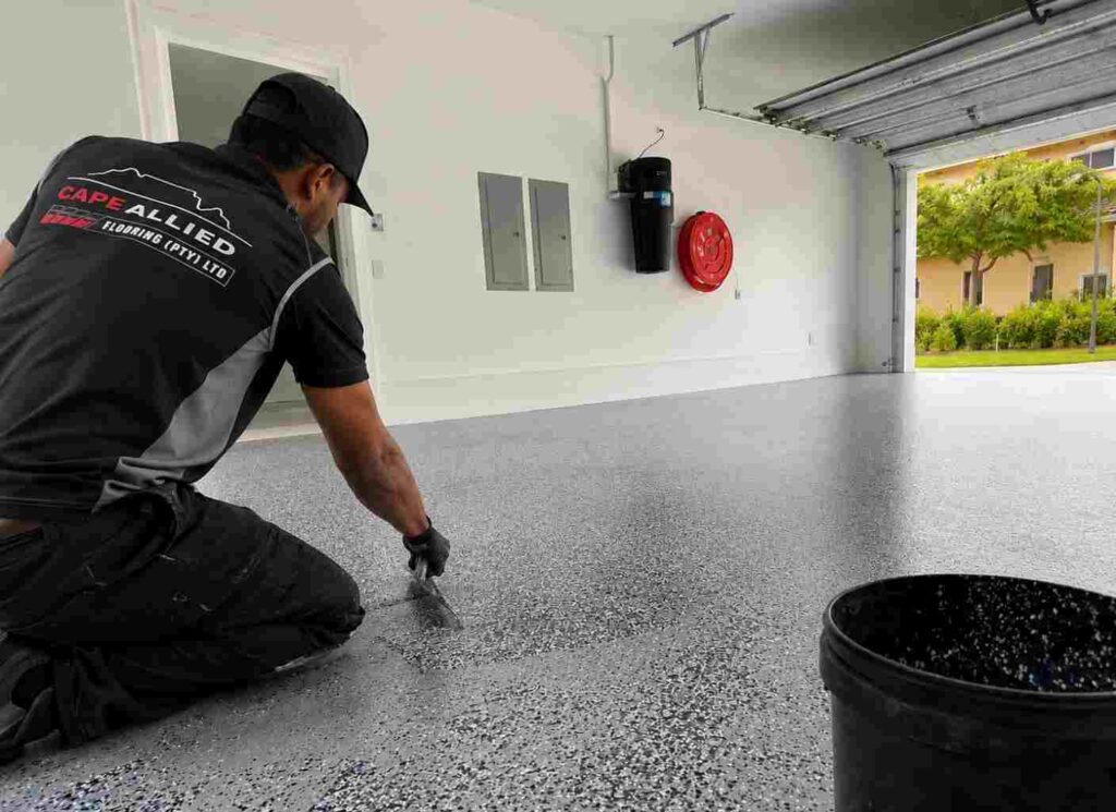 Residential epoxy garage flooring installation by Cape Allied Flooring in Cape Town